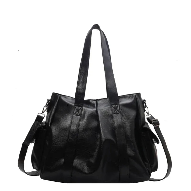 TIPHANY sac à main de cours noir femme ample en cuir souple pour ordinateur 15 pouces