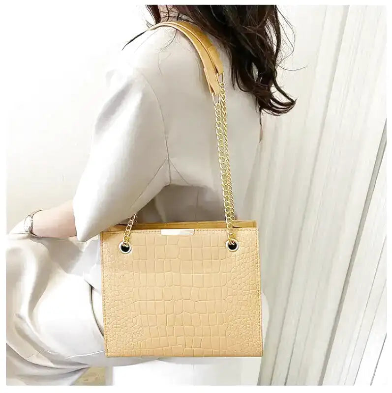 VALOMA - Grand Sac à Main Croco en Cuir