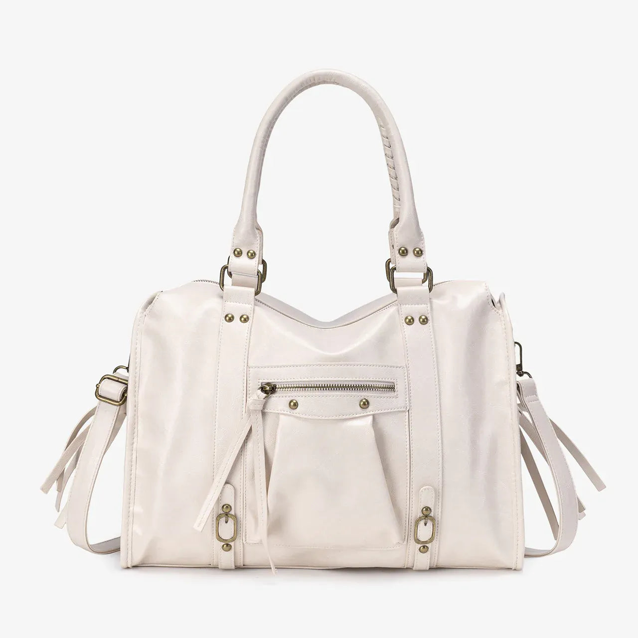 Grand sac à main de cours en cuir vintage beige Yvanna, spacieux et structuré pour femme et étudiante