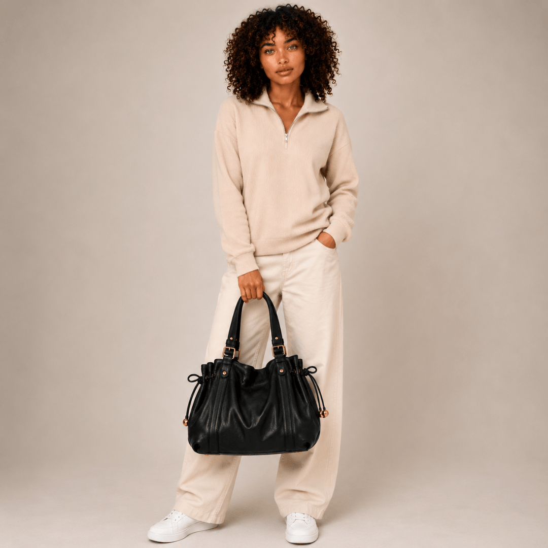 ELAE - Sac à Main en Cuir Finitions Dorées