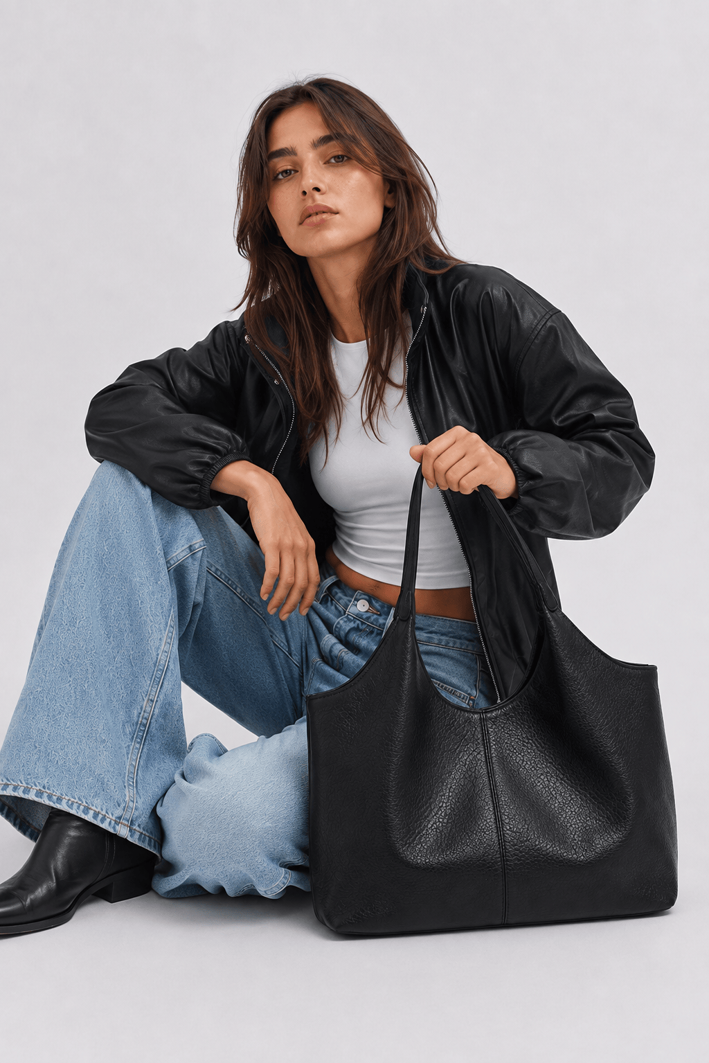 VYA - Grand Sac à Main Vintage en Cuir Grainé