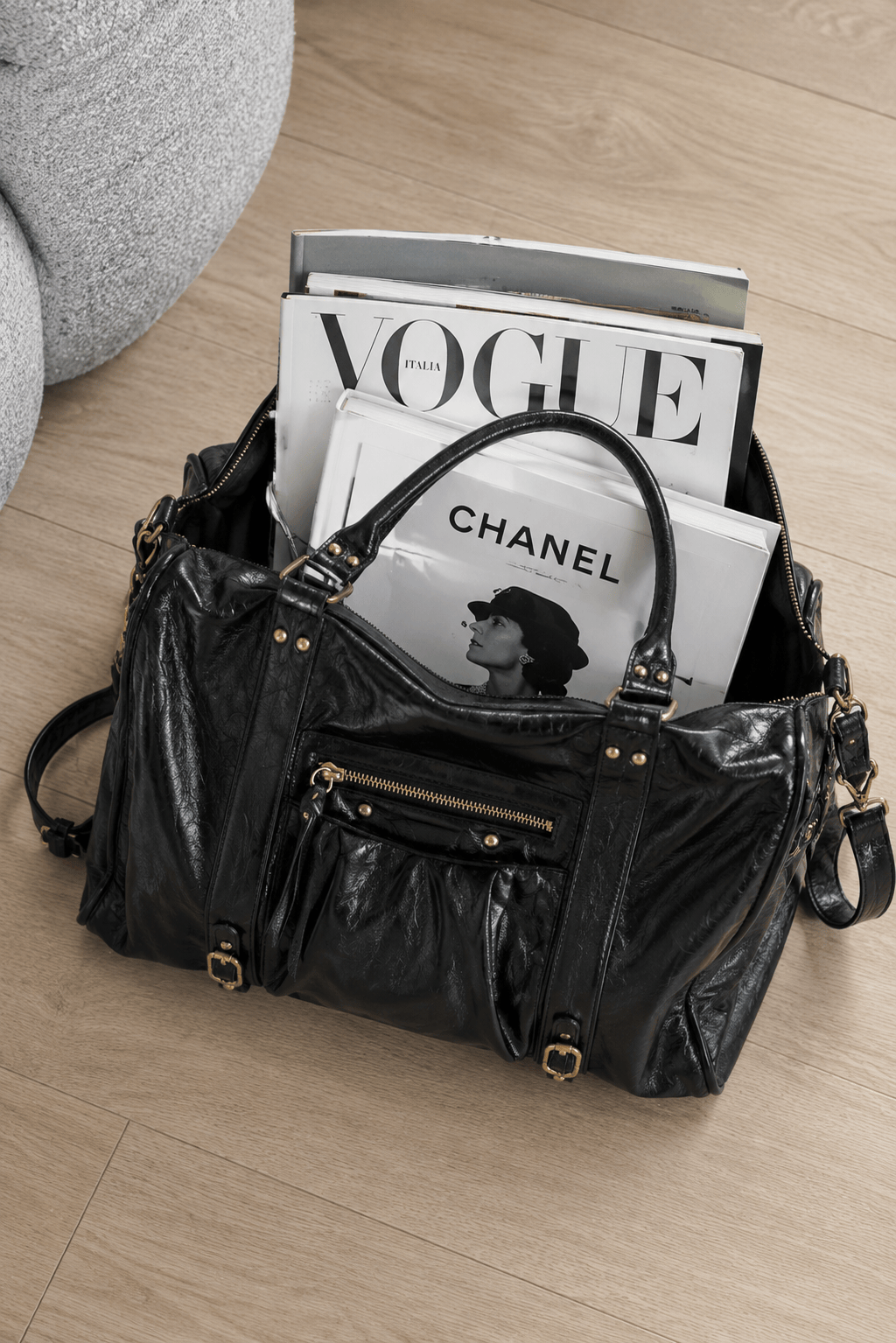 YVANNA - Grand Sac à Main de Cours en Cuir Vintage