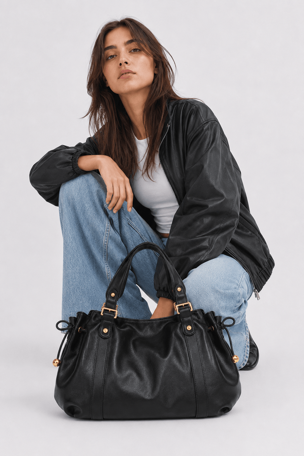 ELAE - Sac à Main en Cuir Finitions Dorées
