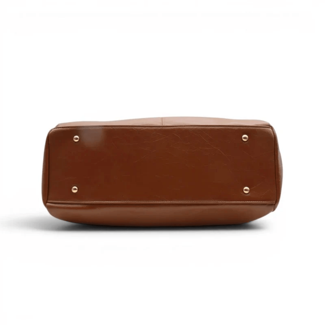 APOLLINE – Sac à Main de Cours Porté Épaule verni Marron