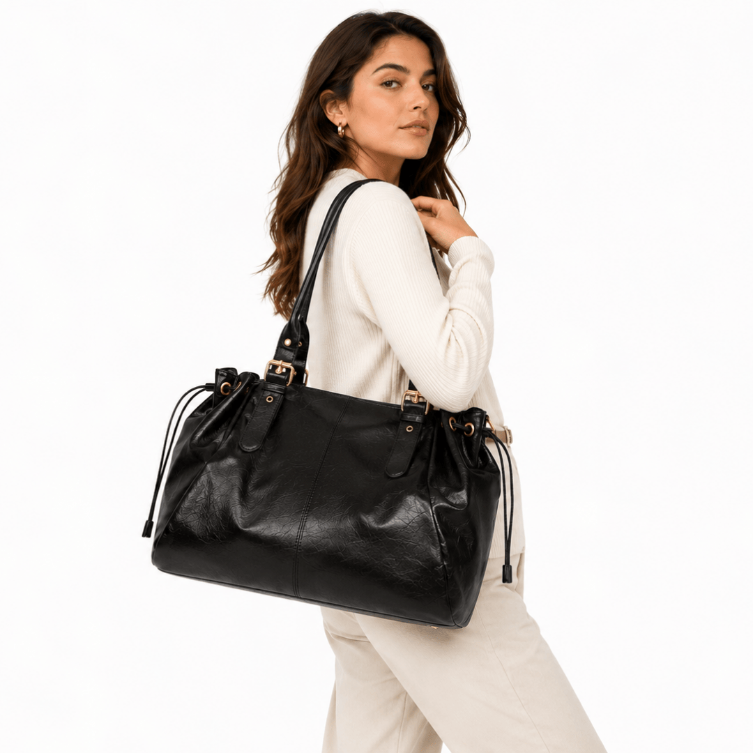 APOLLINE – Sac à Main de Cours Porté Épaule verni Marron