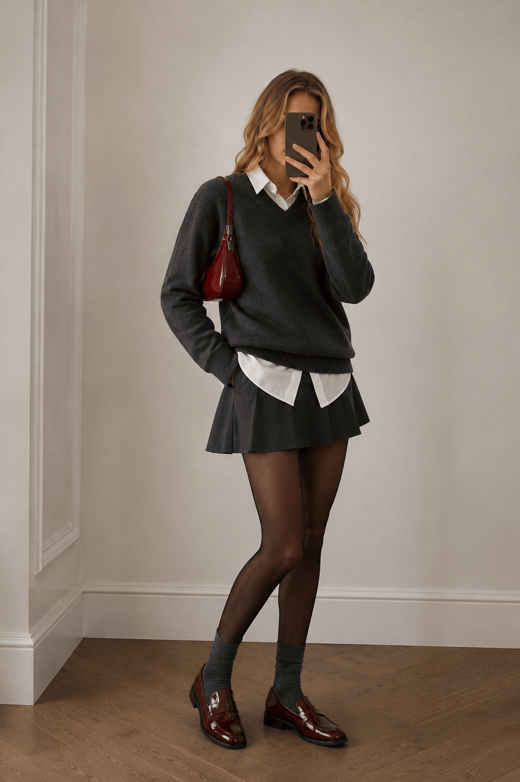 LUNEYA - Sac Demi Lune Cuir Vernis