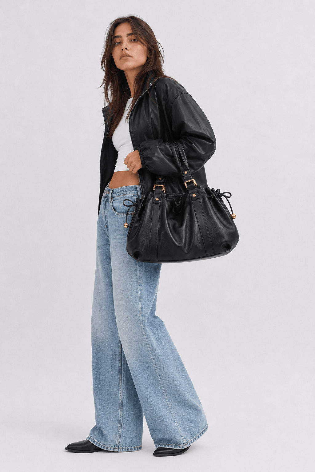ELAE - Sac à Main en Cuir Finitions Dorées