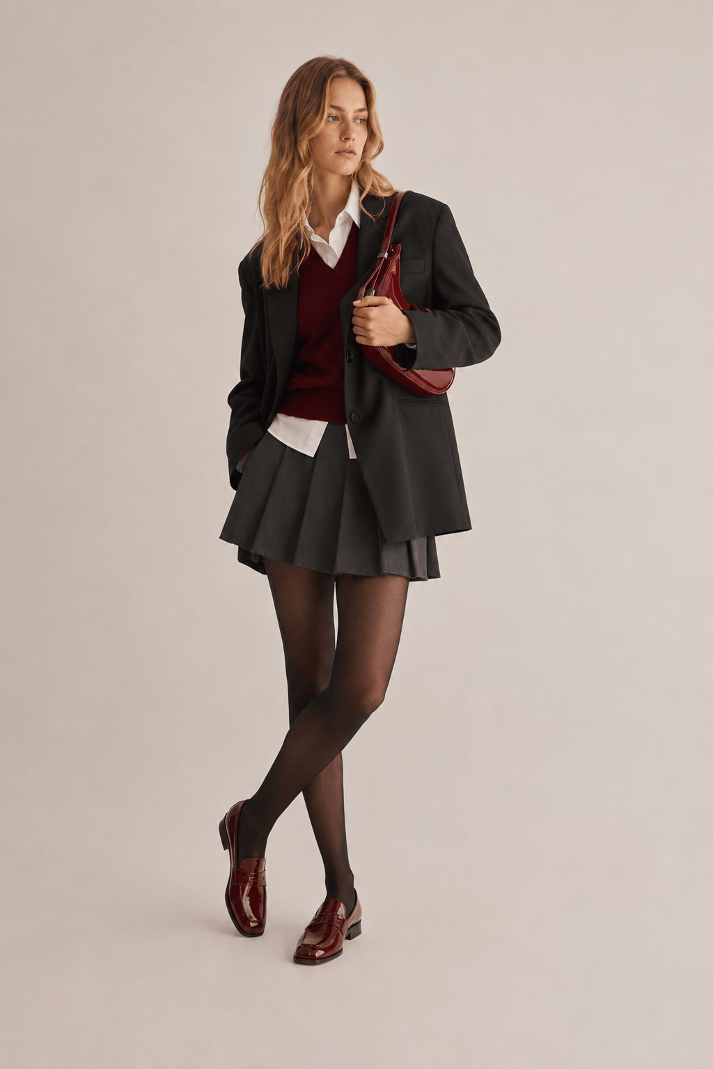 LUNEYA - Sac Demi Lune Cuir Vernis