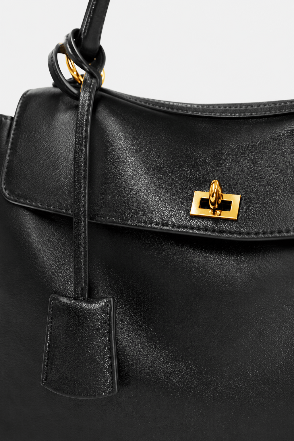 MAE - Sac à Main en Cuir Lisse Fermoir doré