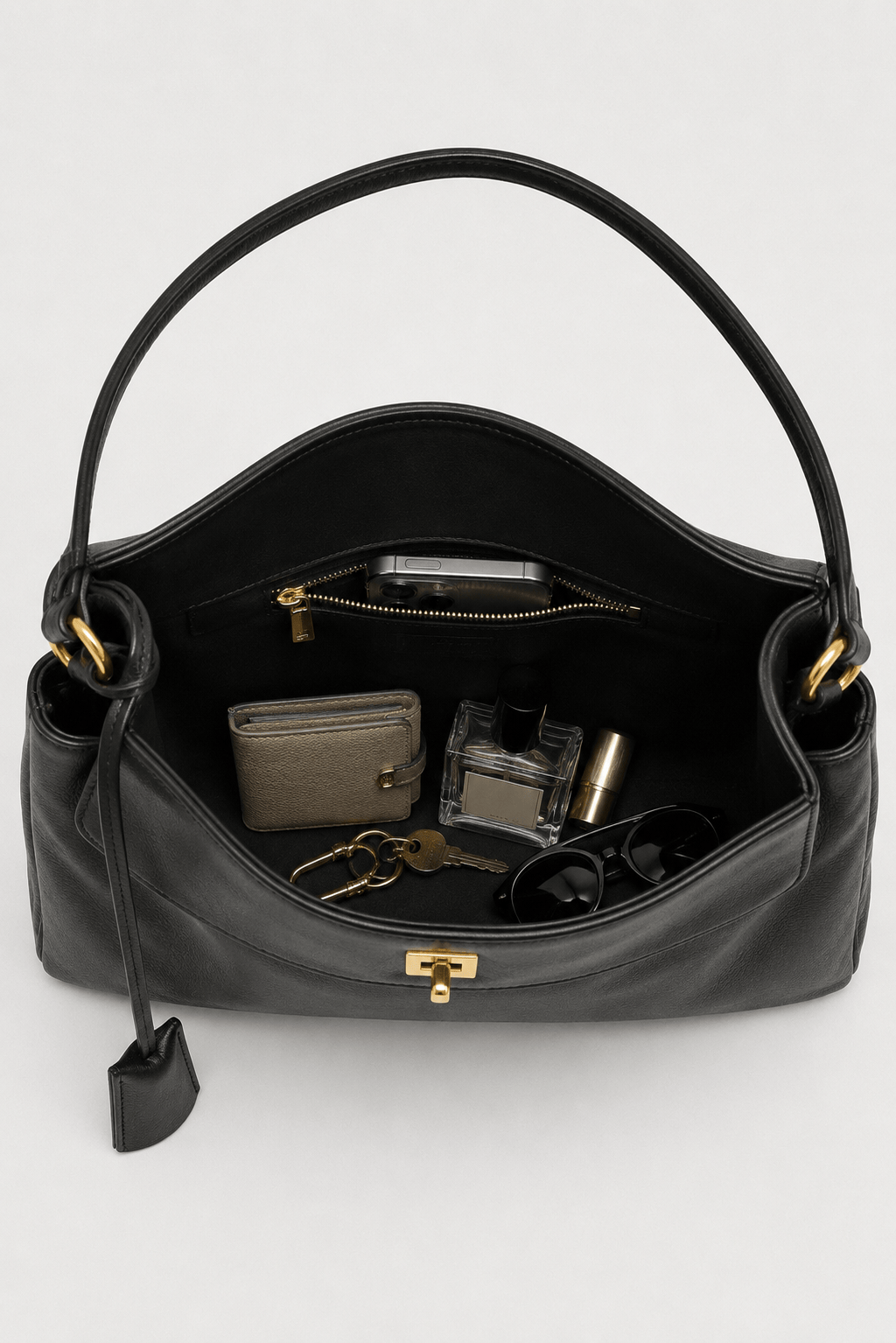 MAE - Sac à Main en Cuir Lisse Fermoir doré