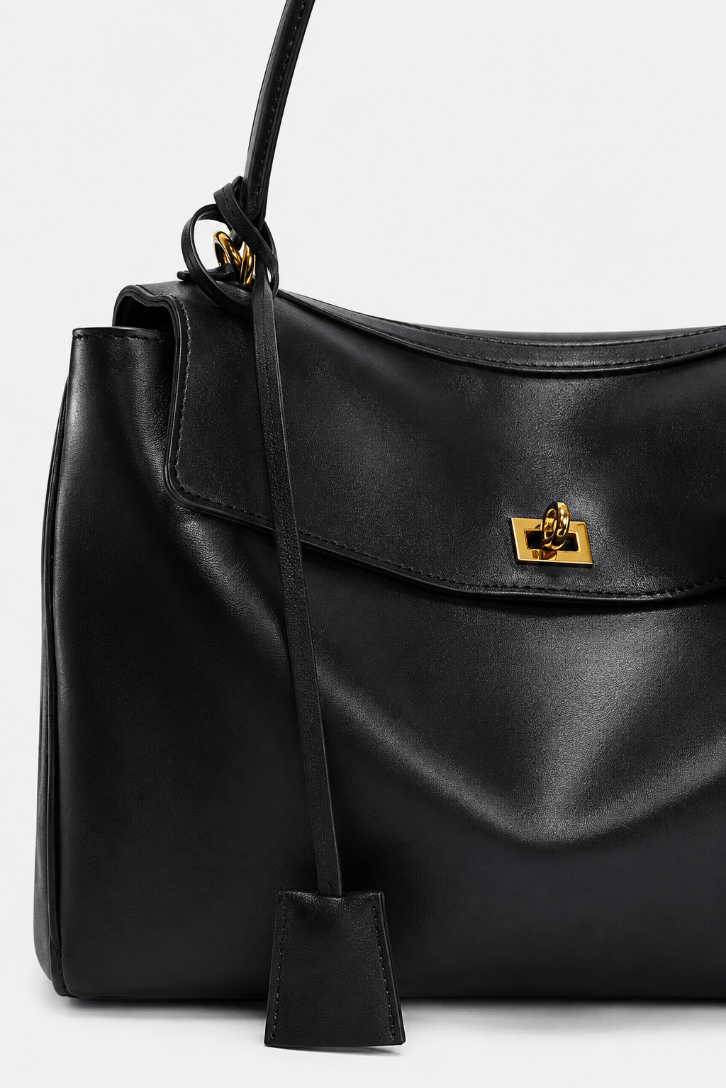 MAE - Sac à Main en Cuir Lisse Fermoir doré