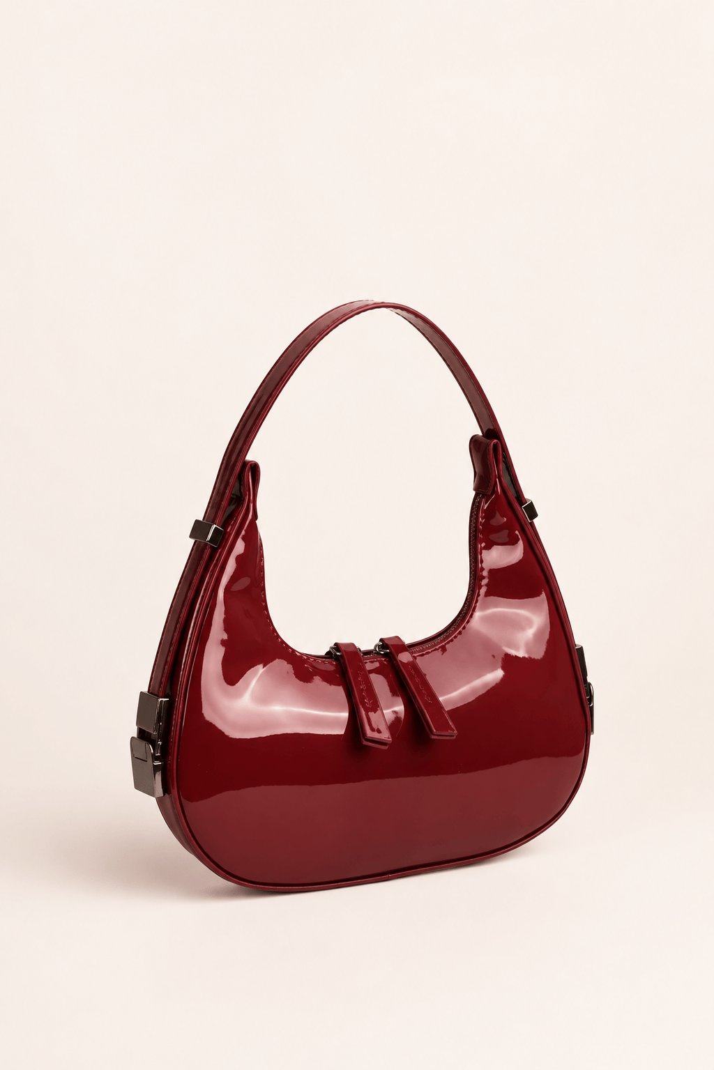 LUNEYA - Sac Demi Lune Cuir Vernis