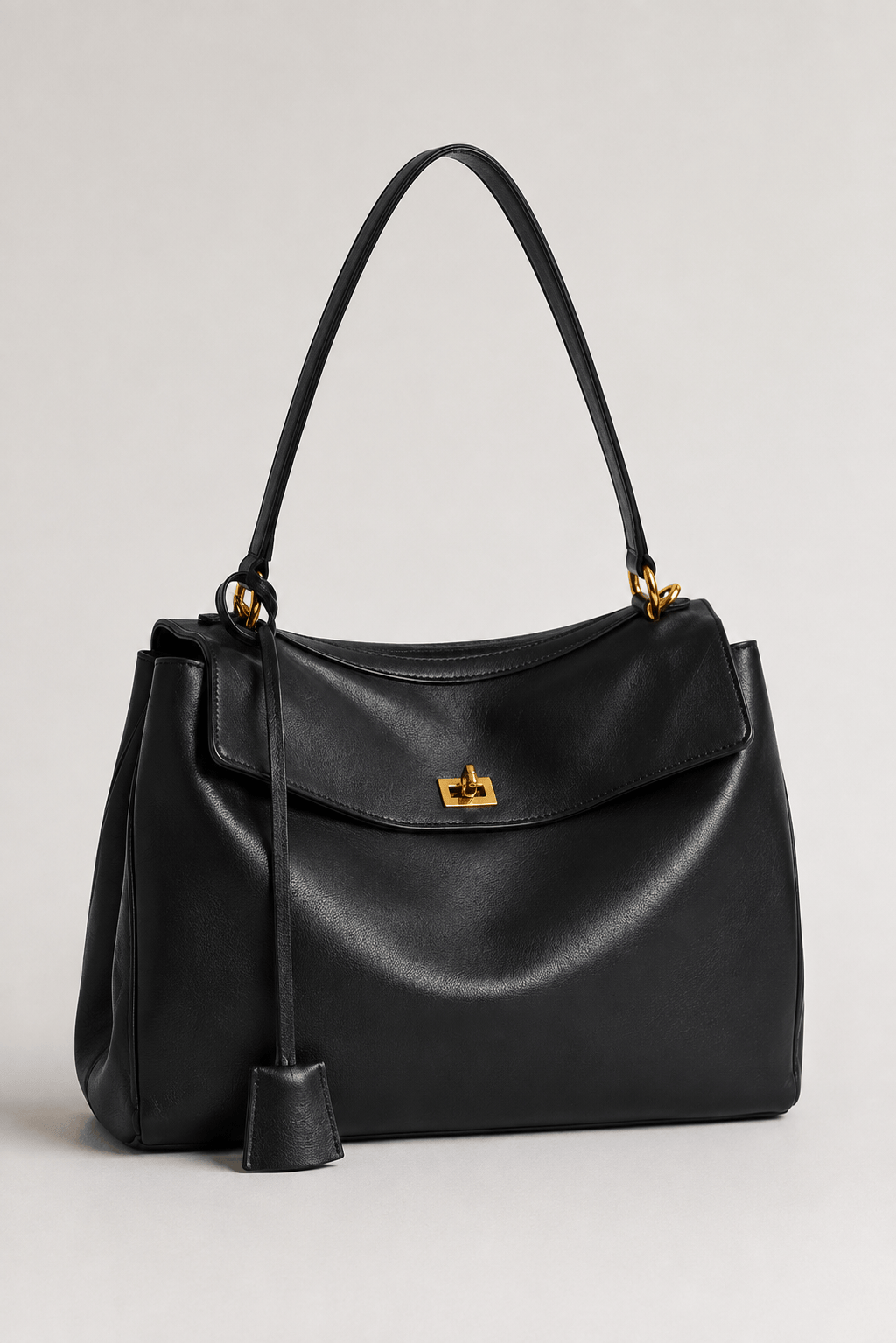 MAE - Sac à Main en Cuir Lisse Fermoir doré