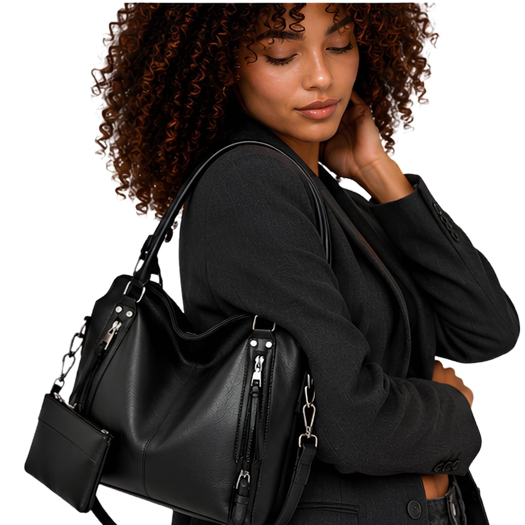 HELENA - Grand Sac à Main de Cours Multipoches avec Pochette