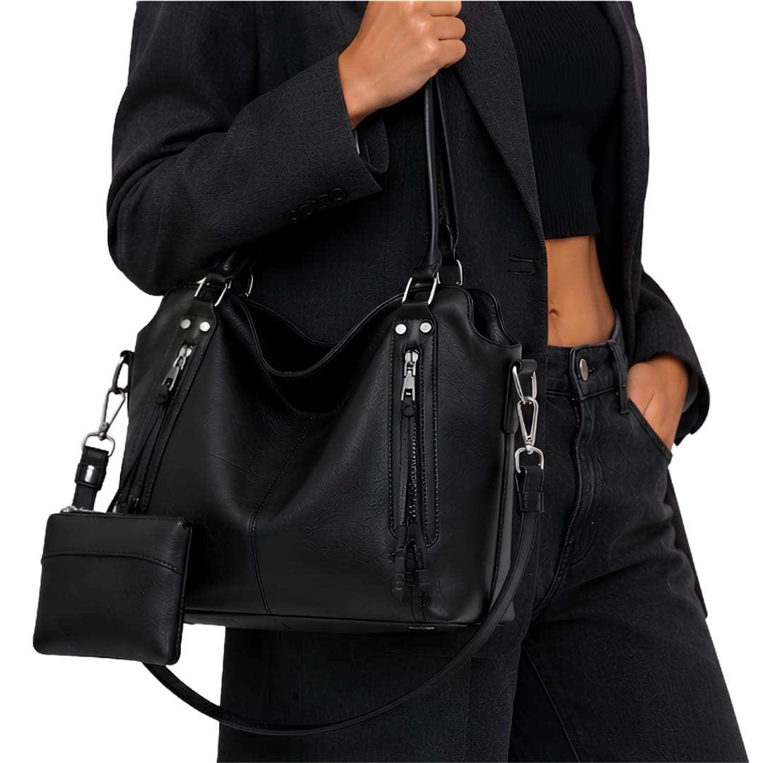 HELENA - Grand Sac à Main de Cours Multipoches avec Pochette
