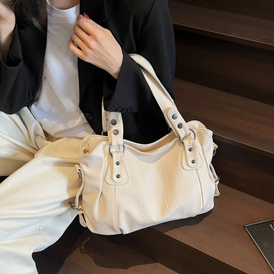 SELENE - Sac à Main de Cours de Luxe en Cuir Écaillé