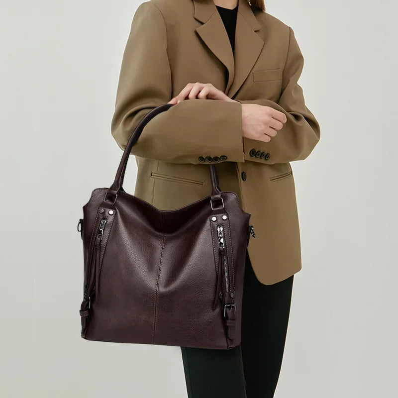 HELENA - Grand Sac à Main de Cours Multipoches avec Pochette