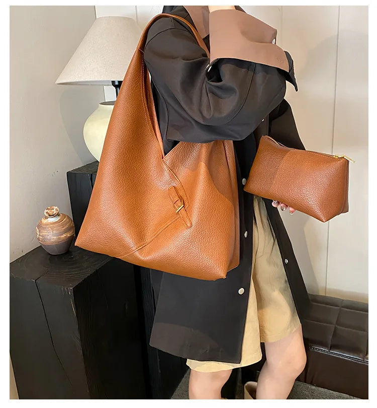 ALICIA - Grand Sac à Main de Cours en Cuir Souple
