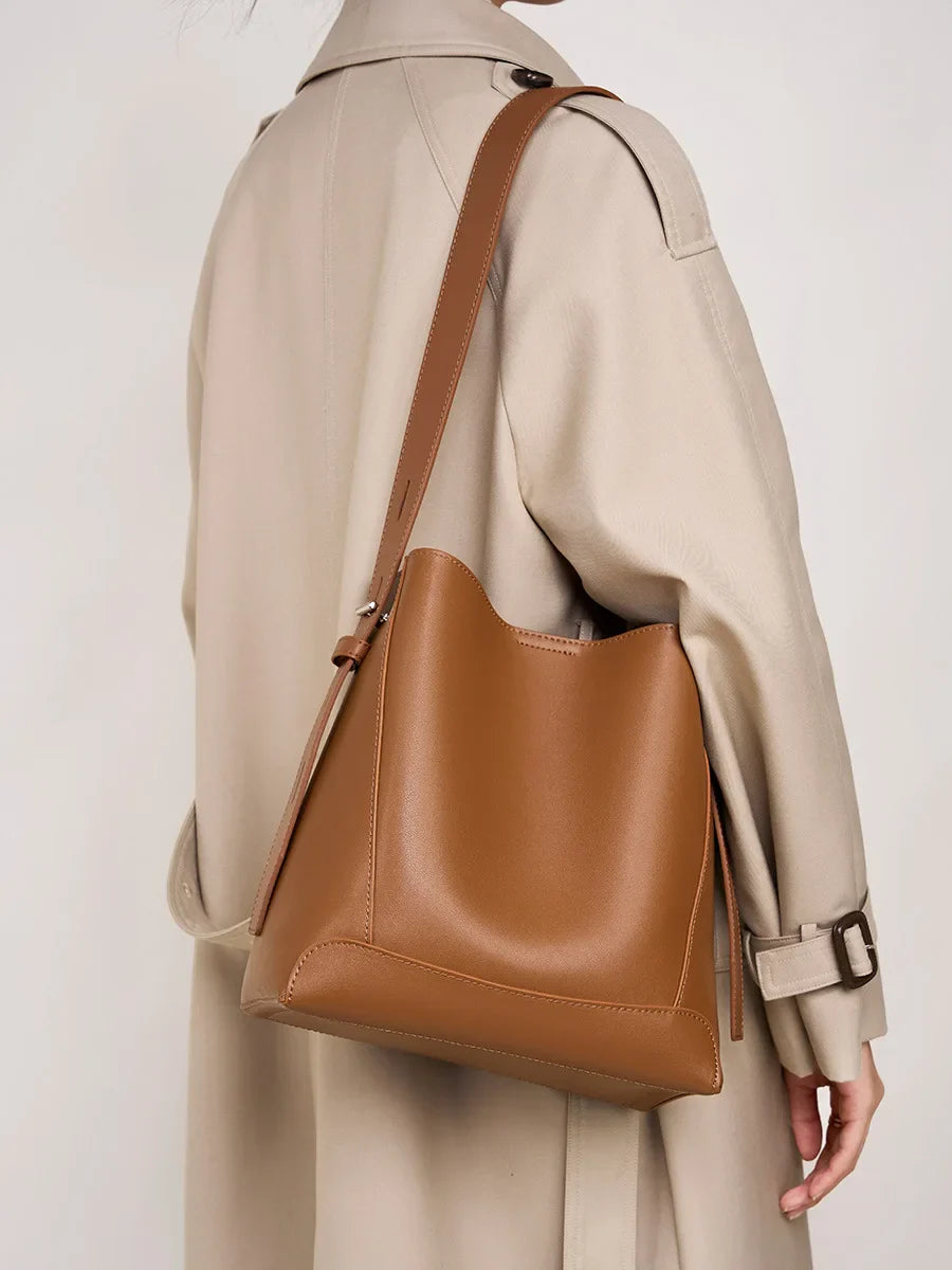 EYA- Sac à Main de Cours de Luxe en Cuir Lisse à Bandoulière