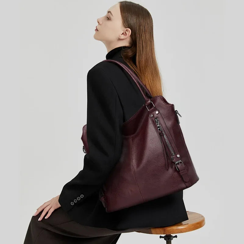 HELENA - Grand Sac à Main de Cours Multipoches avec Pochette