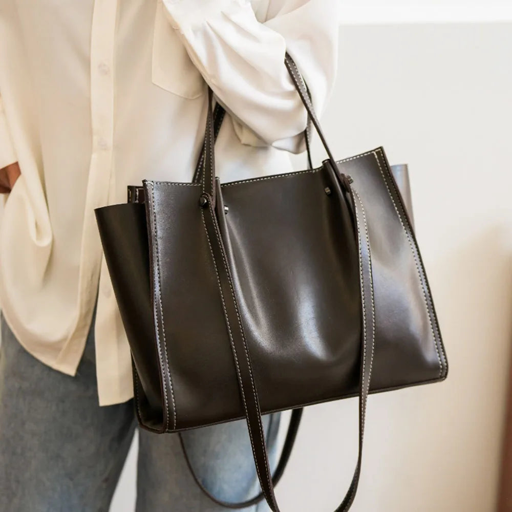 HELIANA - Grand Sac à Main de Cours en Cuir