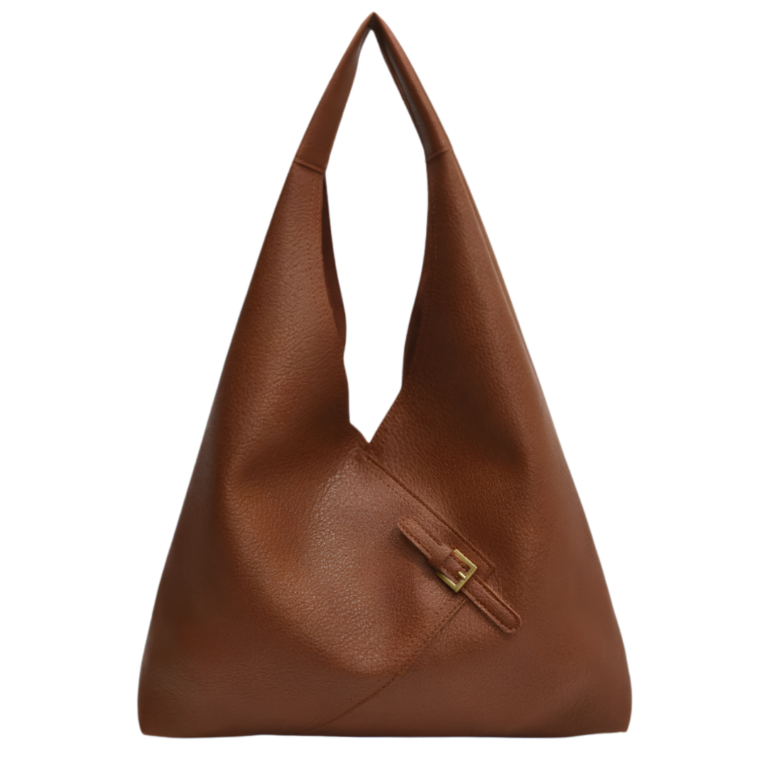 ALICIA – Grand sac cuir souple marron, spacieux et élégant pour ordinateur et cahiers
