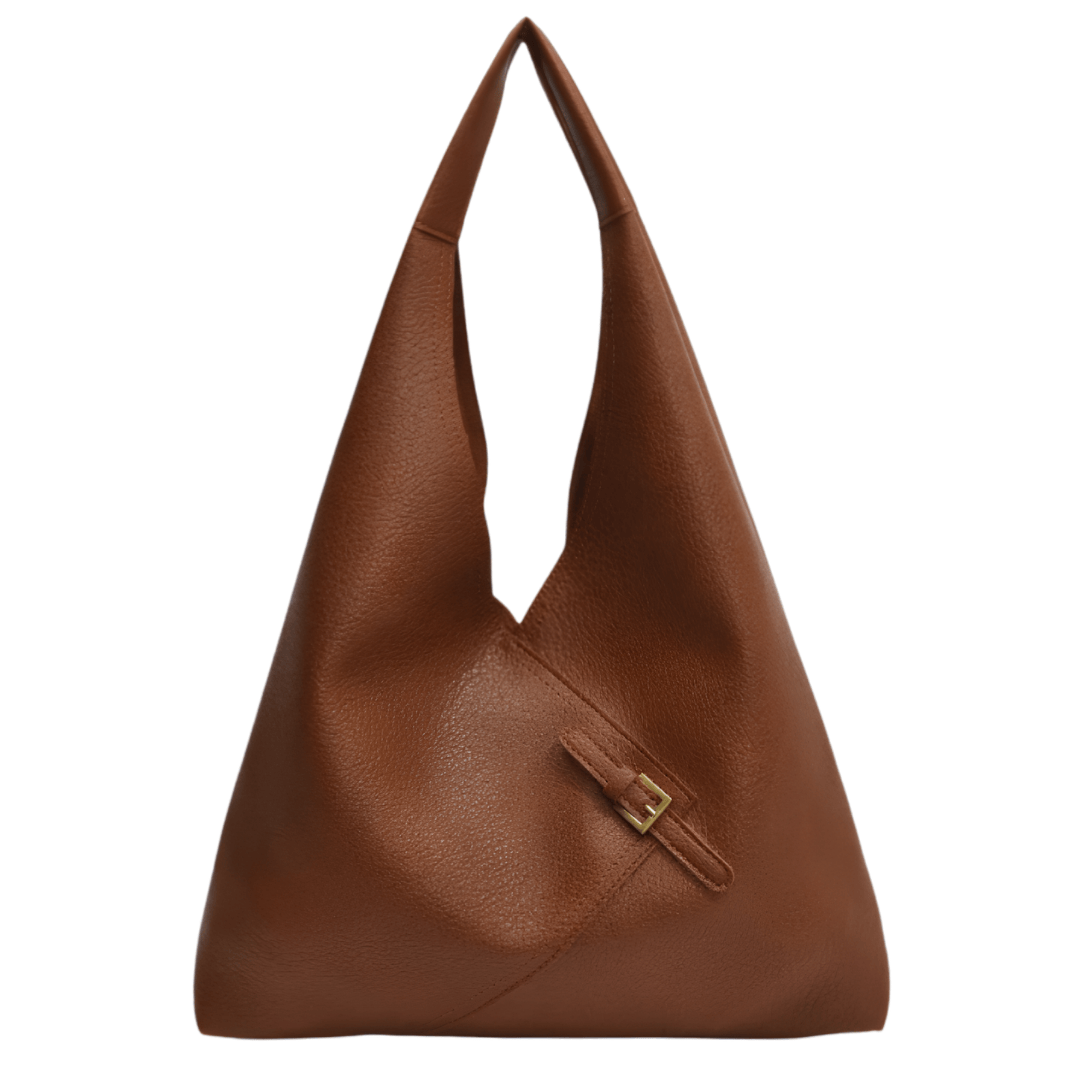 ALICIA – Grand sac cuir vegan souple marron, spacieux et élégant pour ordinateur et cahiers
