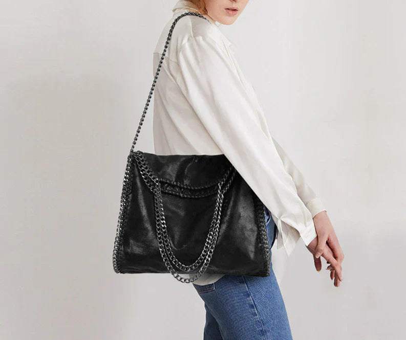 AMELIA - Sac à Main en Cuir Souple avec Bandoulière à Chaîne