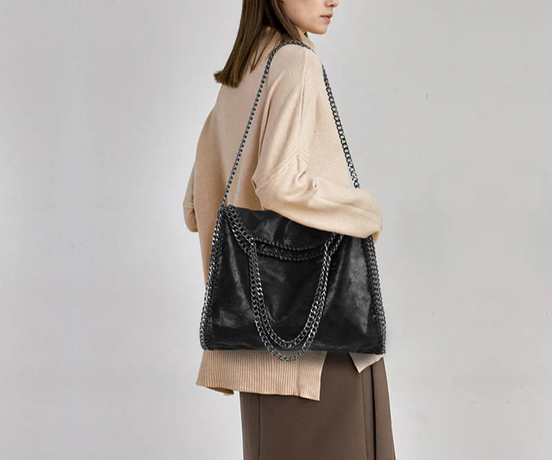 AMELIA - Sac à Main en Cuir Souple avec Bandoulière à Chaîne