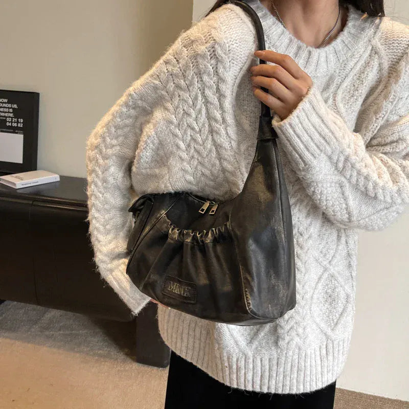 AMIRA - Sac à Main de Cours Vintage Femme pour Ordinateur 15 Pouces, Cahiers, Documents A4 et Essentiels couleur noir porté épaule
