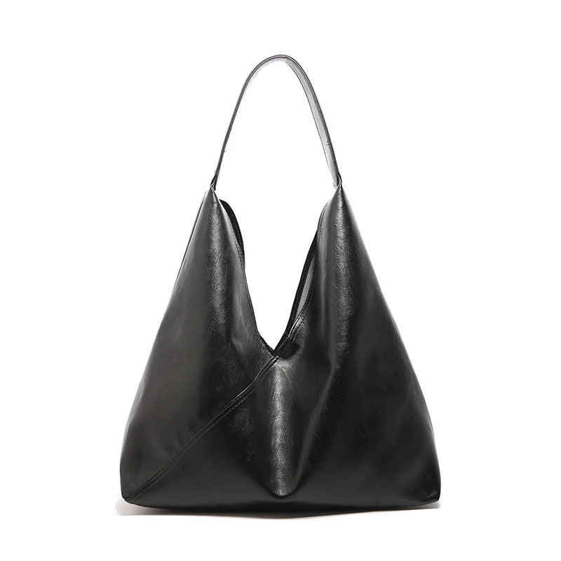 BEA - Grand Sac à Main Epaule Elégant noir, grand sac femme en cuir vegan pour ordinateur, dossiers et essentiels du quotidien