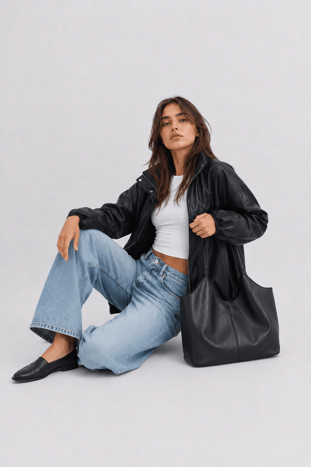 VYA - Grand Sac à Main Vintage en Cuir Grainé