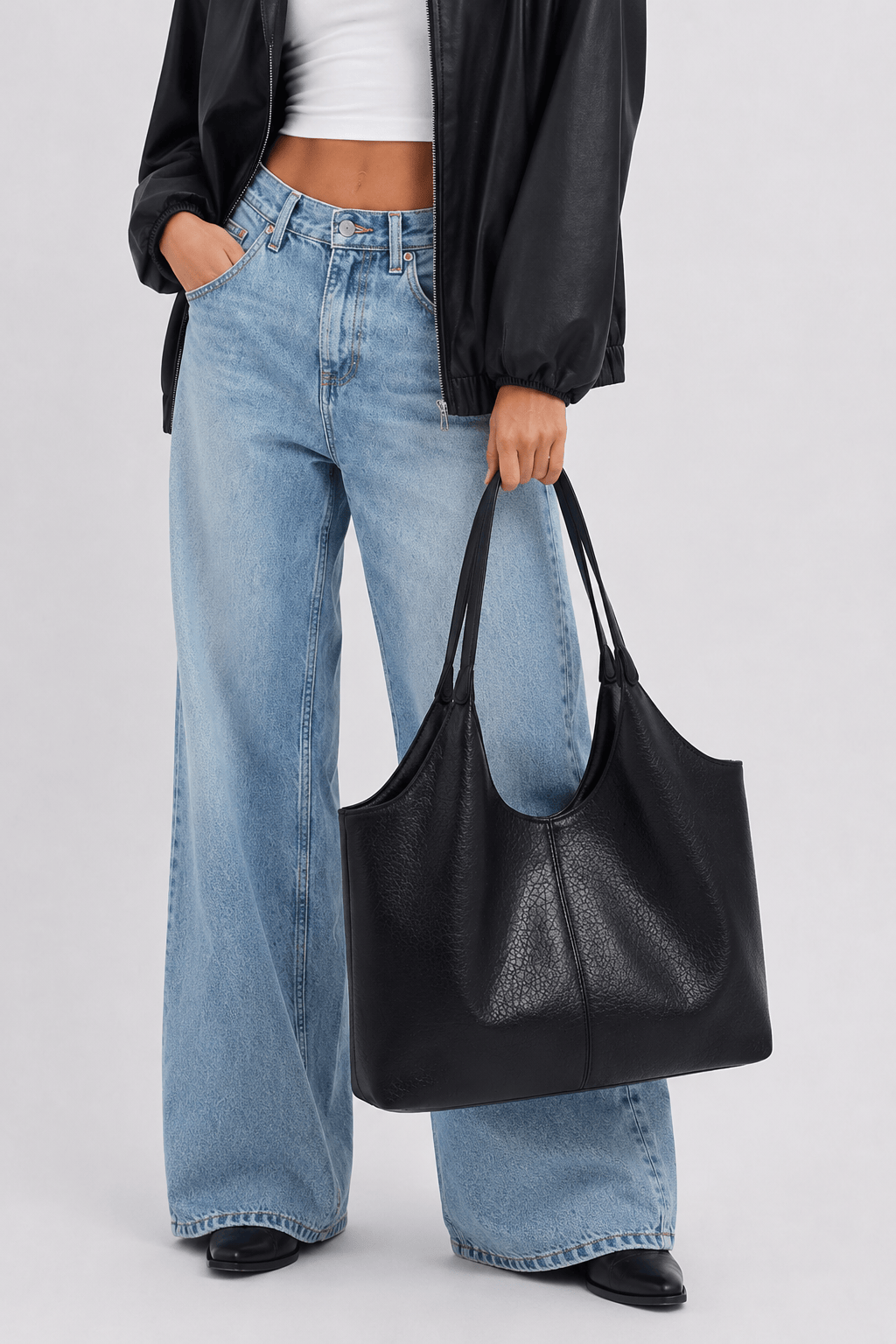VYA - Grand Sac à Main Vintage en Cuir Grainé