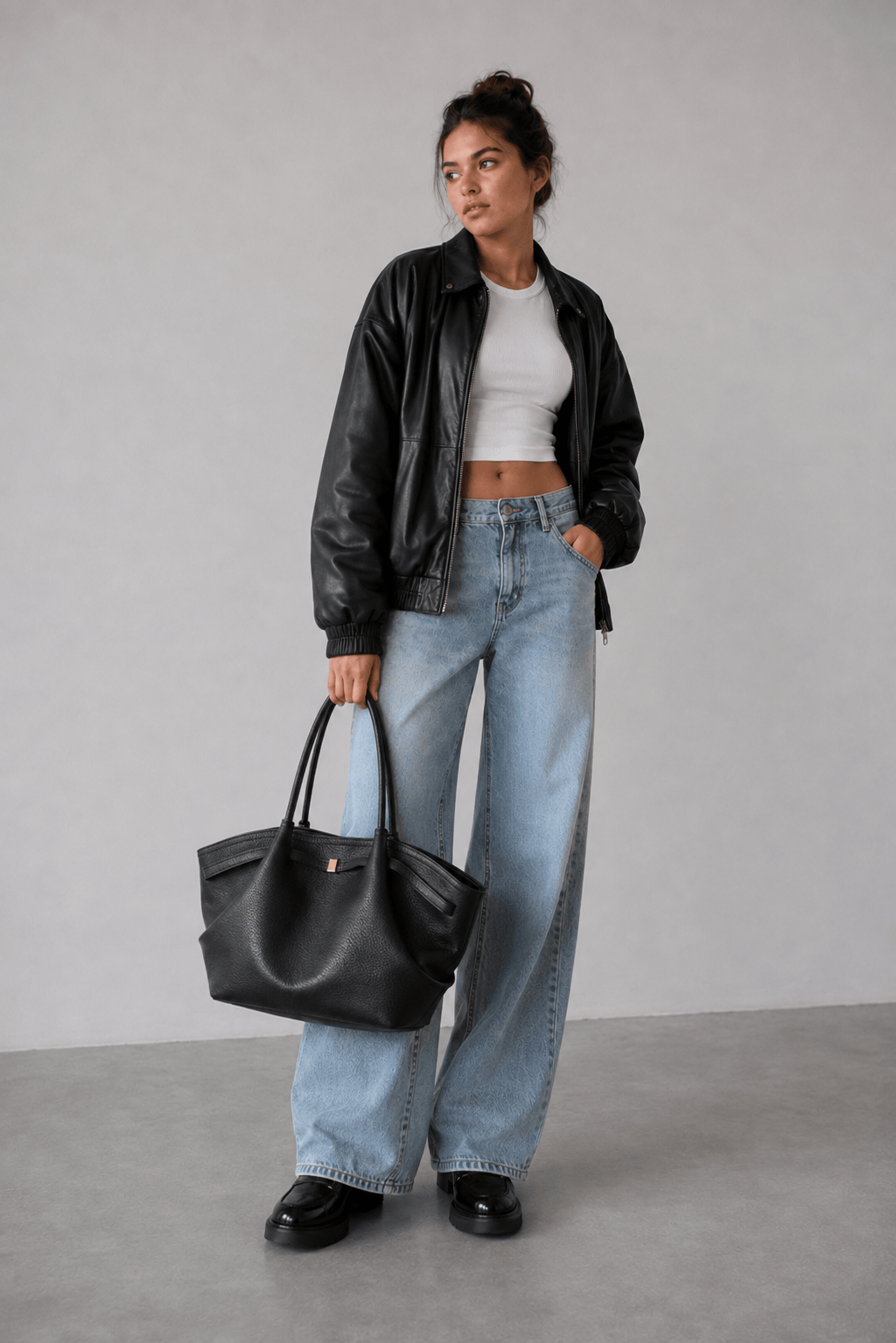 LANAE - Sac Cabas Cuir Grainé Tendance