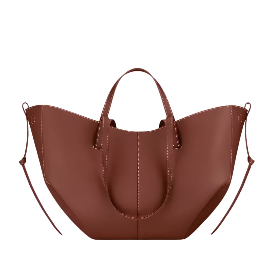 BELLA - Grand Sac à main Cabas Cuir Grainé marron