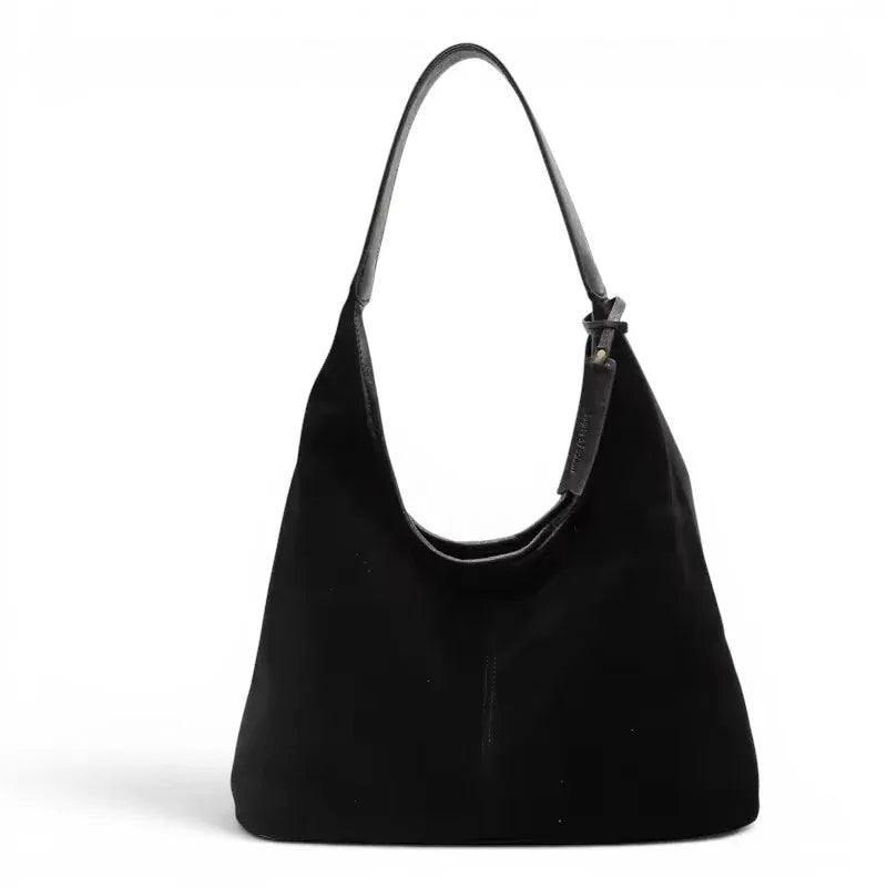 Cecilia - Sac à Main Cabas Fourre-Tout en Daim Noir