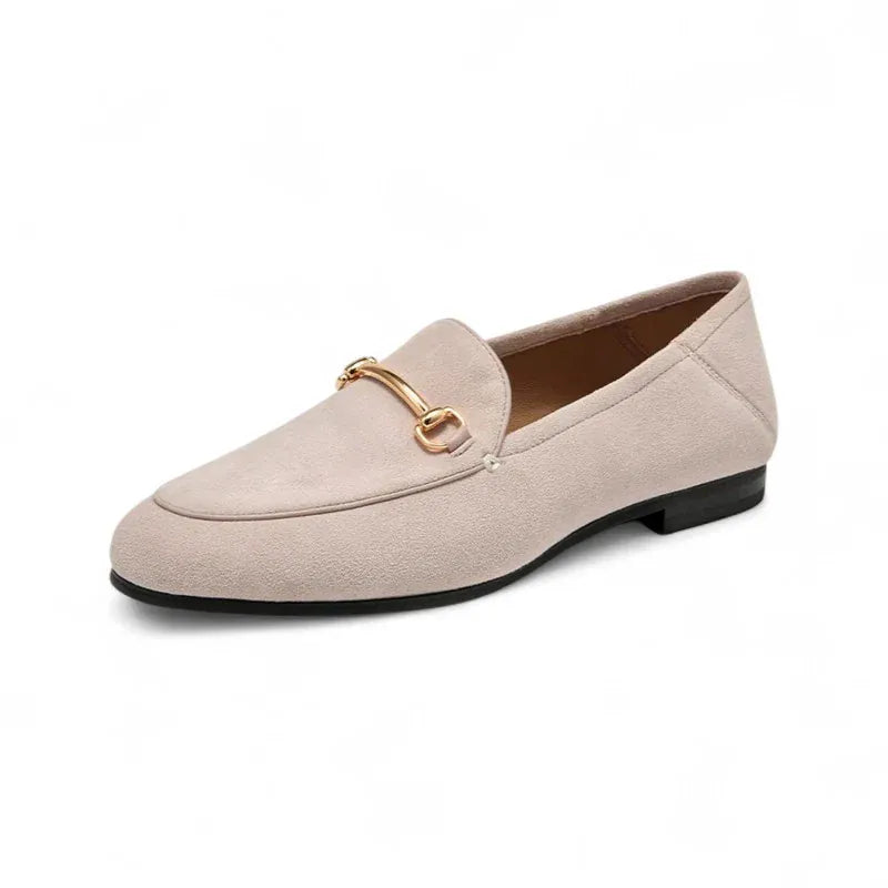 Chiarra mocassins femme en daim avec détail doré couleur beige