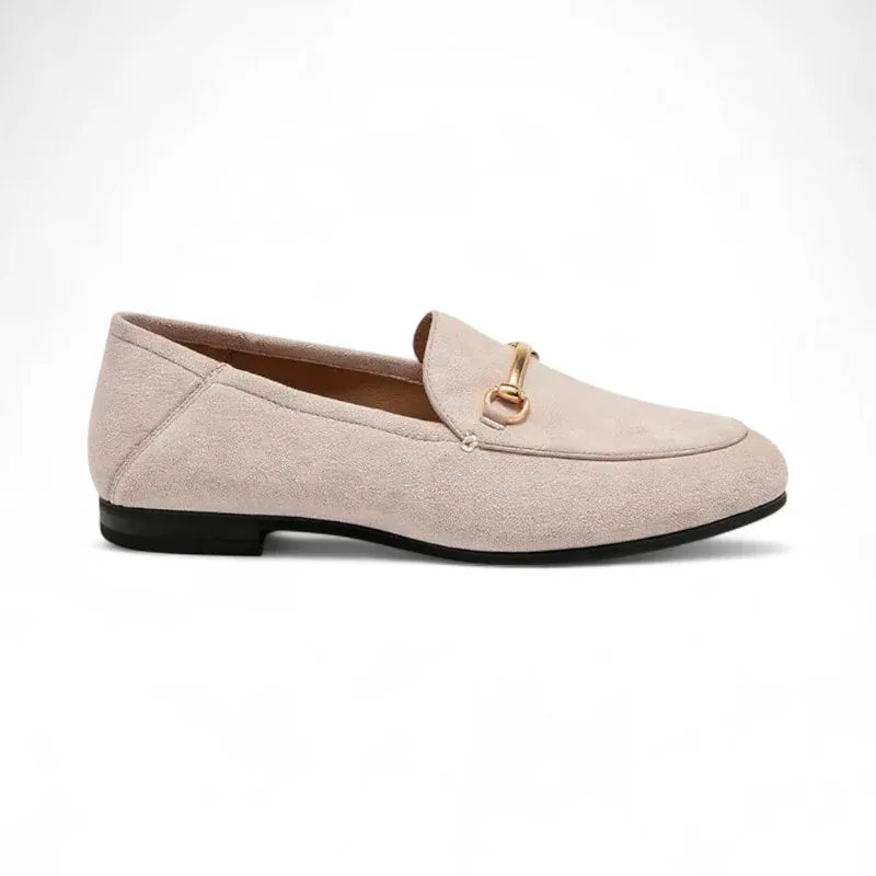 Chiarra mocassins femme en daim avec détail doré couleur beige