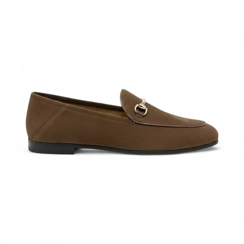 Chiarra mocassins femme en daim avec détail doré couleur café