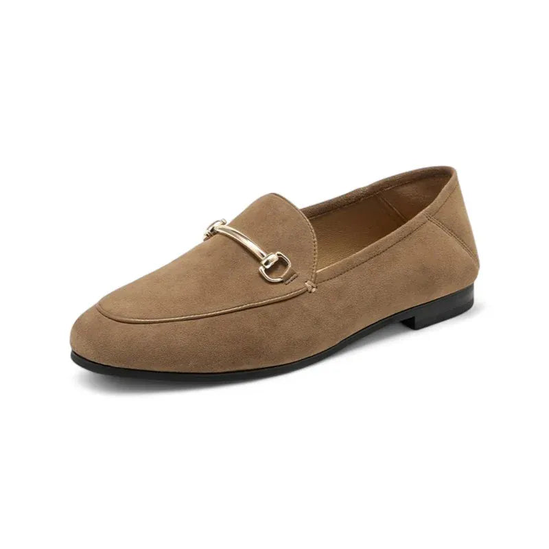 Chiarra mocassins femme en daim avec détail doré couleur marron