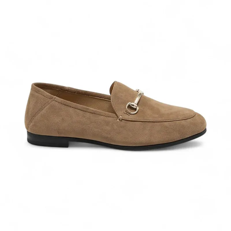 Chiarra mocassins femme en daim avec détail doré couleur marron