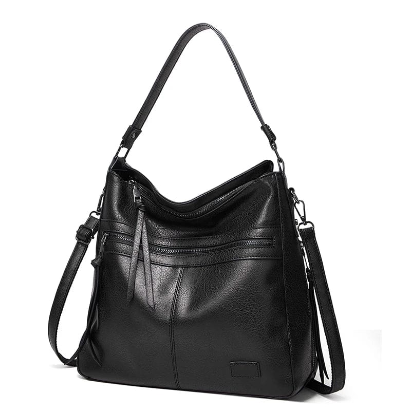 Daria - Grand Sac à Main Bandoulière Femme pour Ordinateur 15 Pouces, Cahiers, Documents A4 et Essentiels, couleur noir