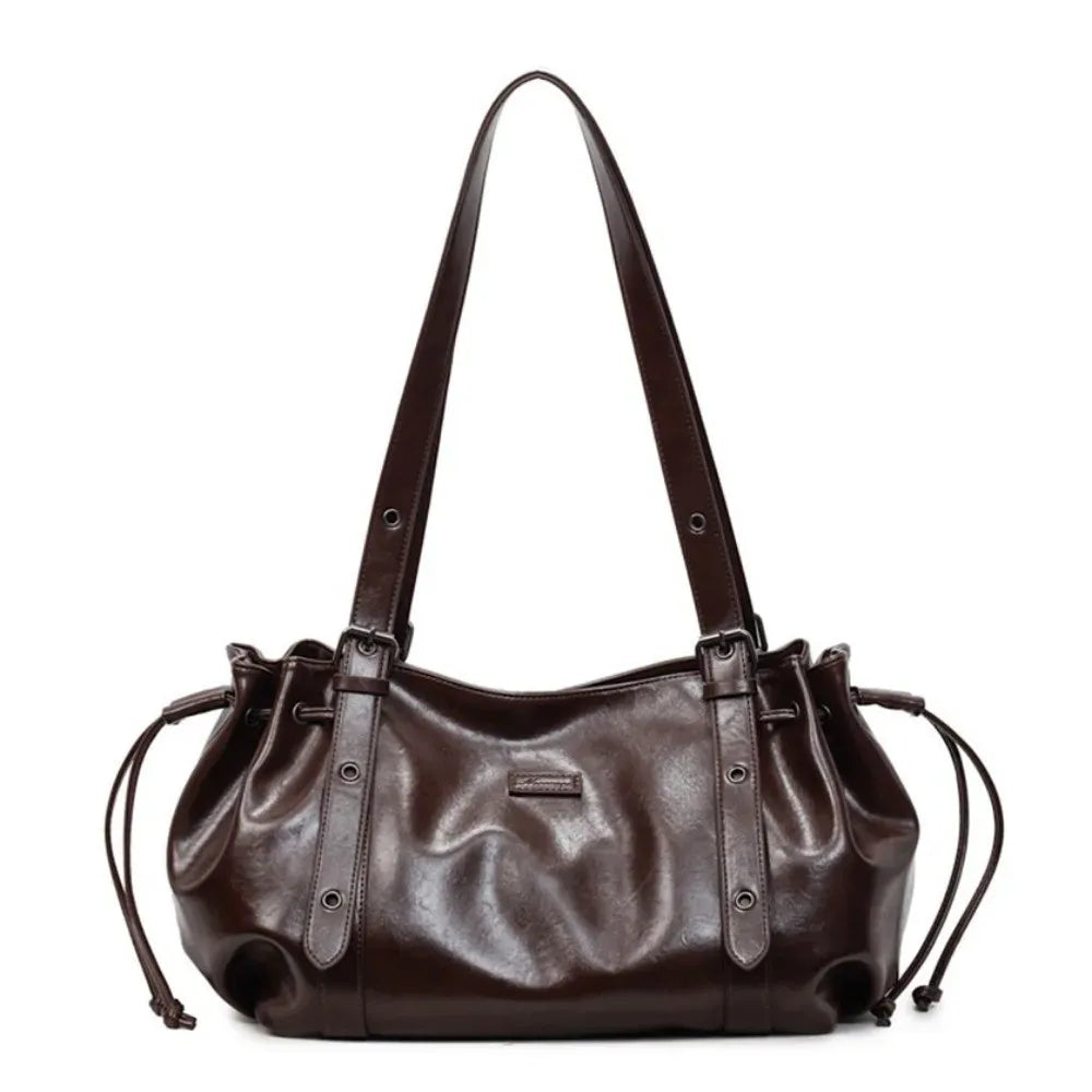 DONA - Sac Pour Les Cours Cuir Lisse couleur café Femme pour ordinateur 15 pouces, cahiers et documents A4
