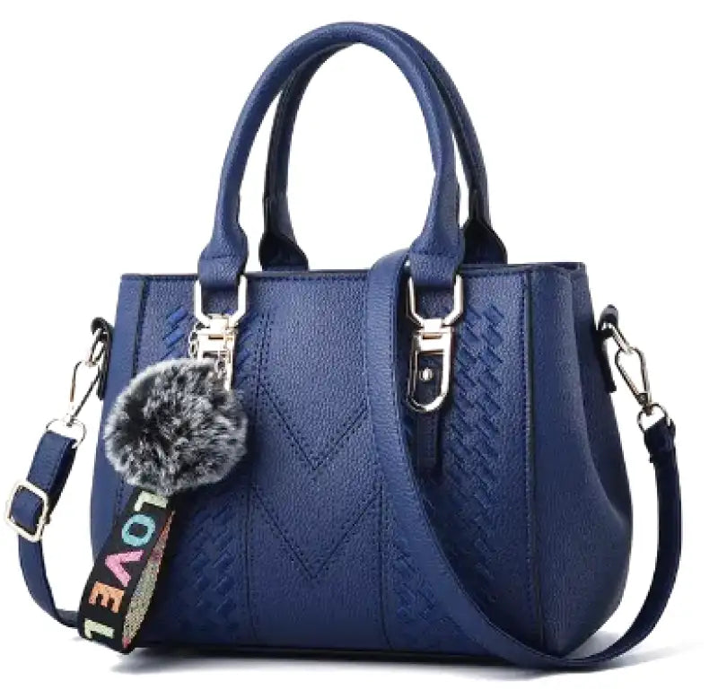 sac ELLA sac à main bandoulière chic vegan cuir bleu élégant femme, format compact avec poches pratiques et bandoulière réglable pour un style moderne