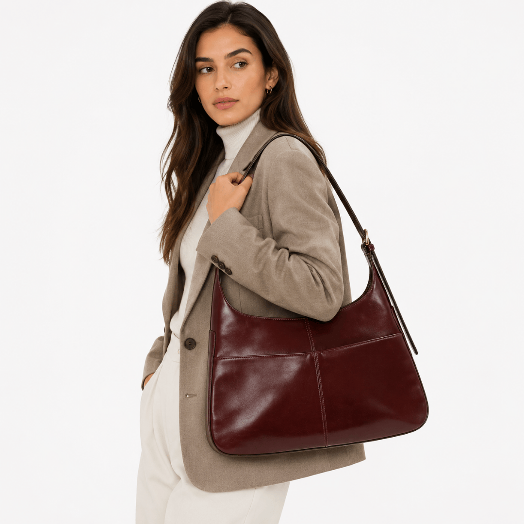 EVINA - Sac à Main de Cours en Cuir Vernis