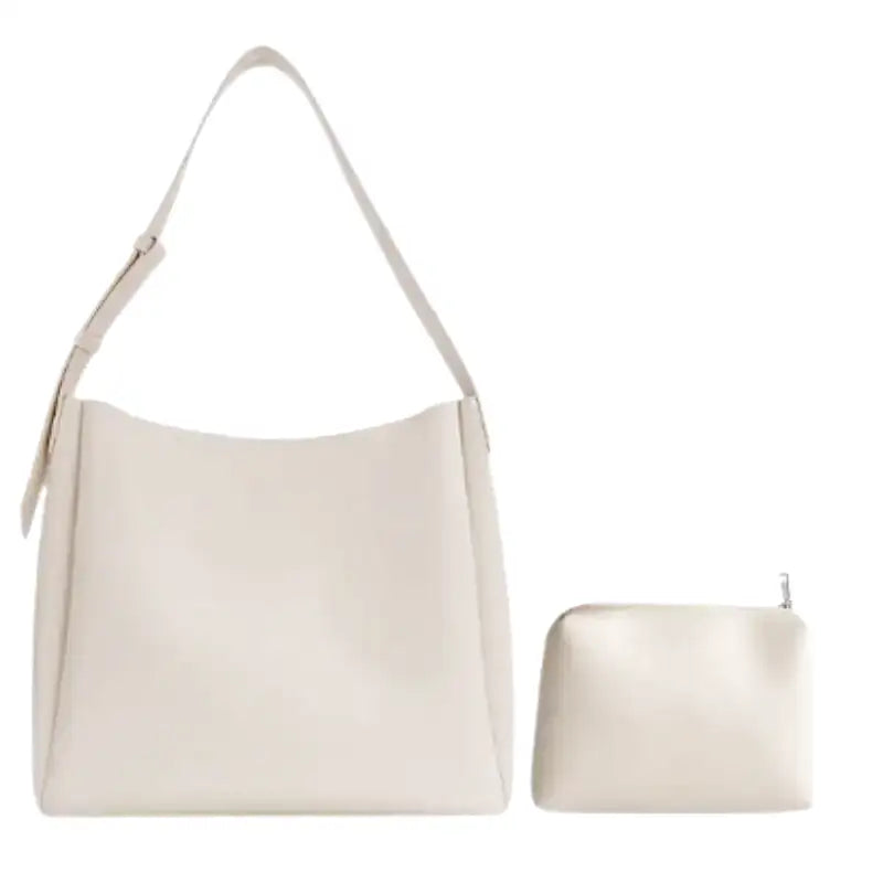 Sac à main FENZA en cuir vegan blanc avec grande capacité et pochette, élégant et pratique pour transporter ordinateur, dossiers et essentiels au quotidien