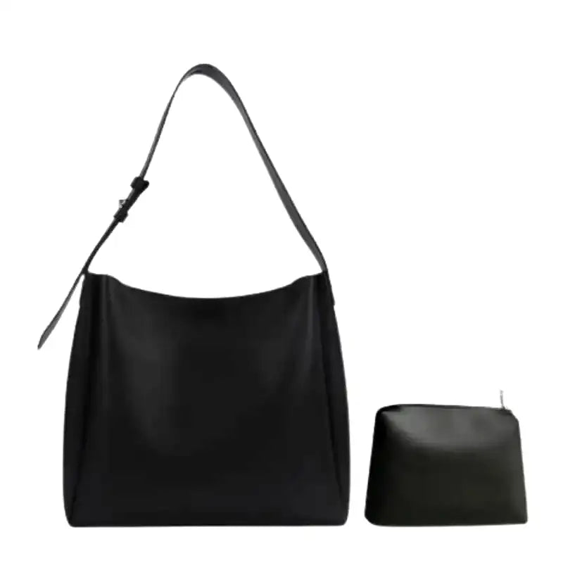 Sac à main FENZA en cuir vegan noir avec grande capacité et pochette, élégant et pratique pour transporter ordinateur, dossiers et essentiels au quotidien