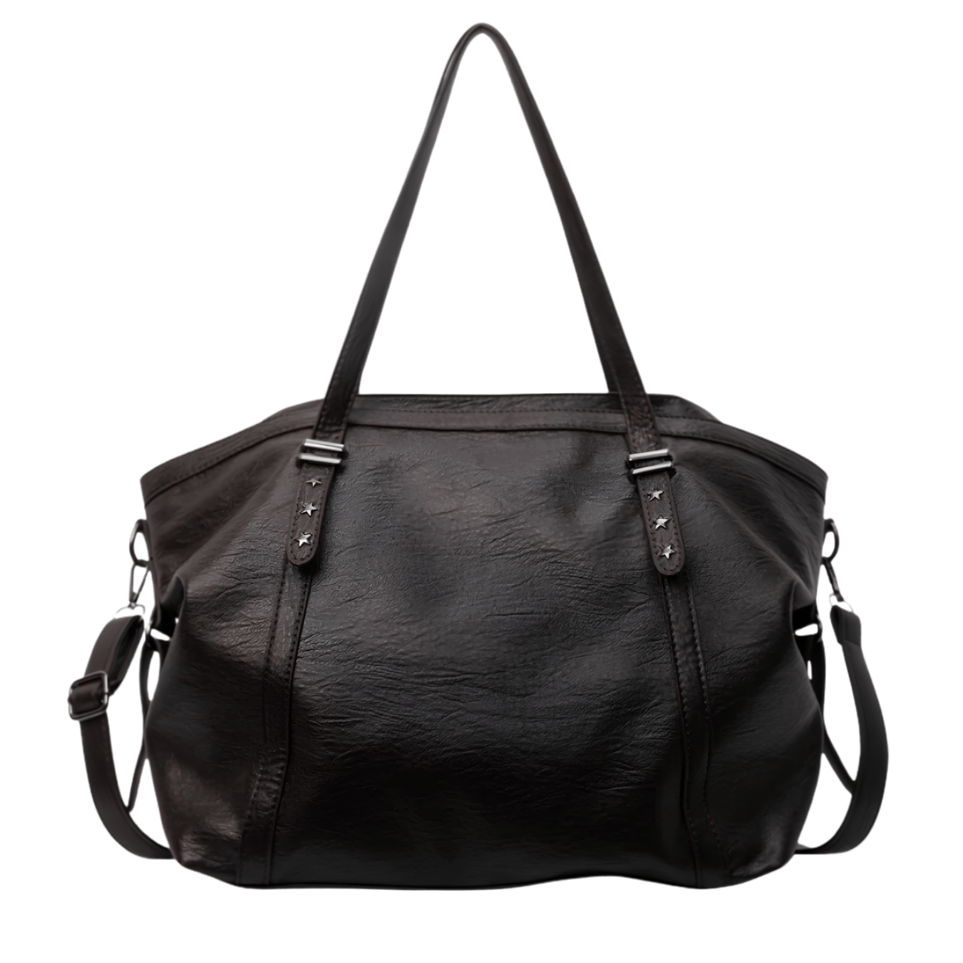 gaia, grand sac à mpain de cours en cuir vegan café