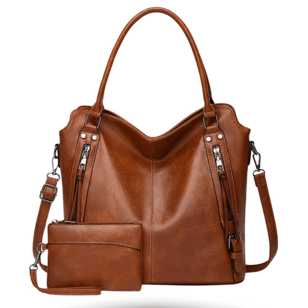 HELENA - Grand Sac à Main de Cours Multipoches avec Pochette