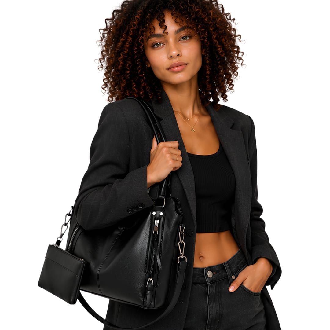 HELENA - Grand Sac à Main de Cours Multipoches avec Pochette